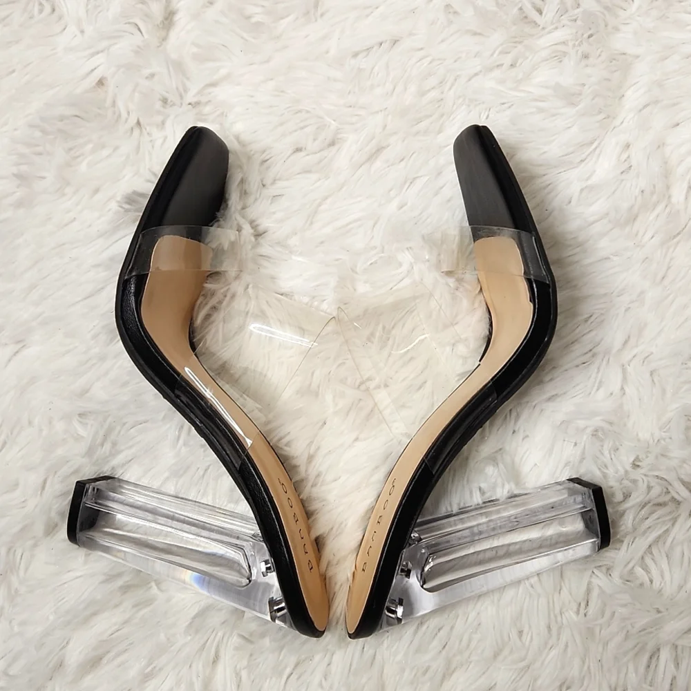 Bamboo Clear Strap Chunky Acrylic Heel slide Sandle